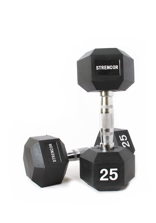 Strencor Rubber Coated Hex Dumbbells (pair)